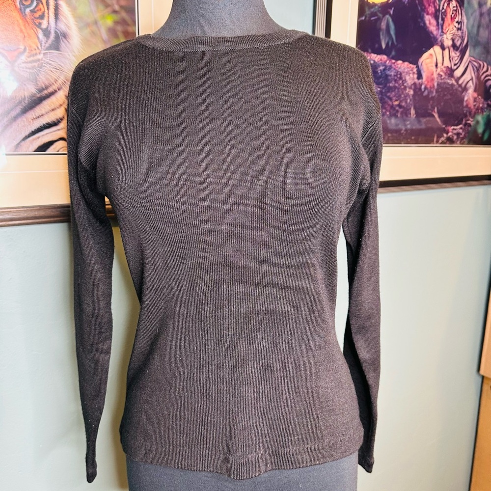 Andrea Jovine Black Knit Long Sleeve Top Sweater Minimalist  Size Large